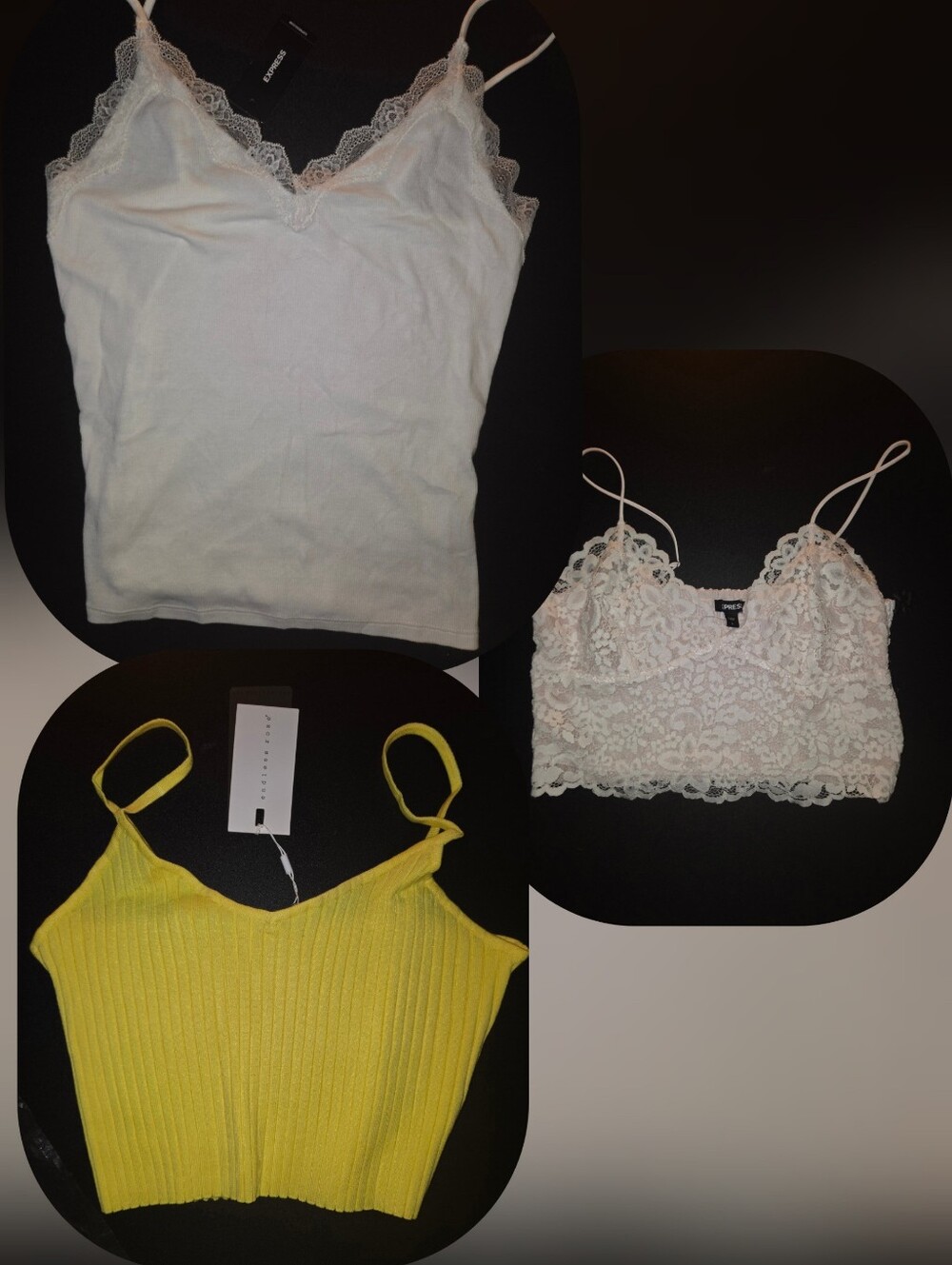 NWT Express & Endless Rose Cami Crop Top Bundle M/L 3 Tops